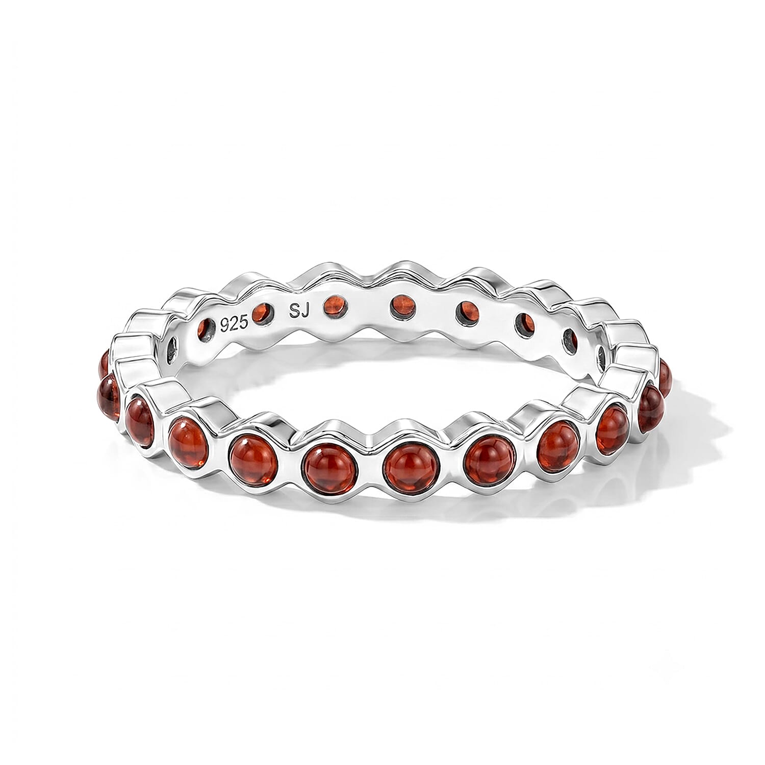 Mozambique Garnet 0.35 ctw Eternity Ring in Sterling Silver (Size 6.5)