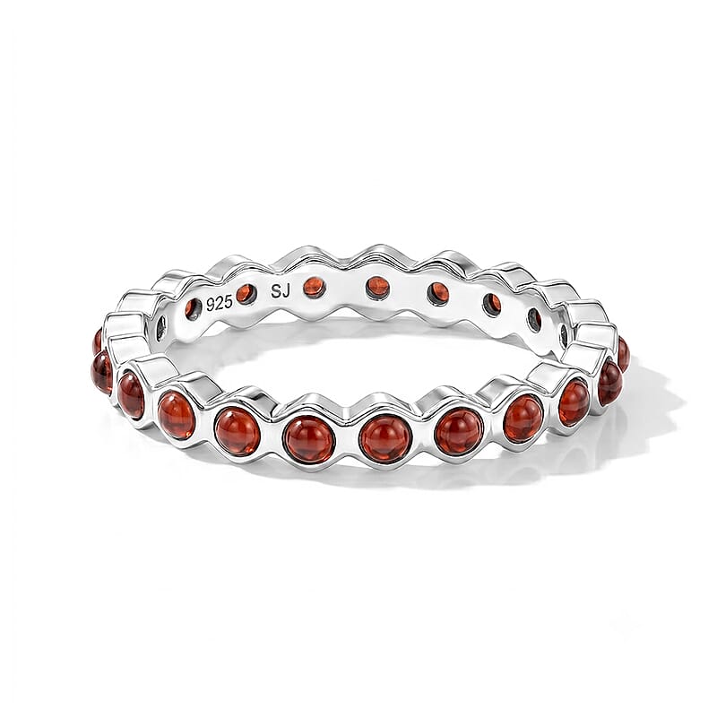 Mozambique Garnet 0.35 ctw Eternity Ring in Sterling Silver (Size 6.5)