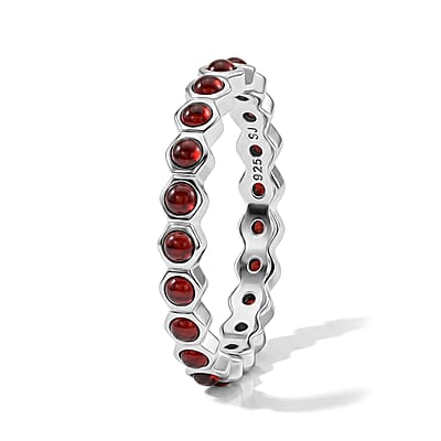 Mozambique Garnet 0.35 ctw Eternity Ring in Sterling Silver (Size 6.5)