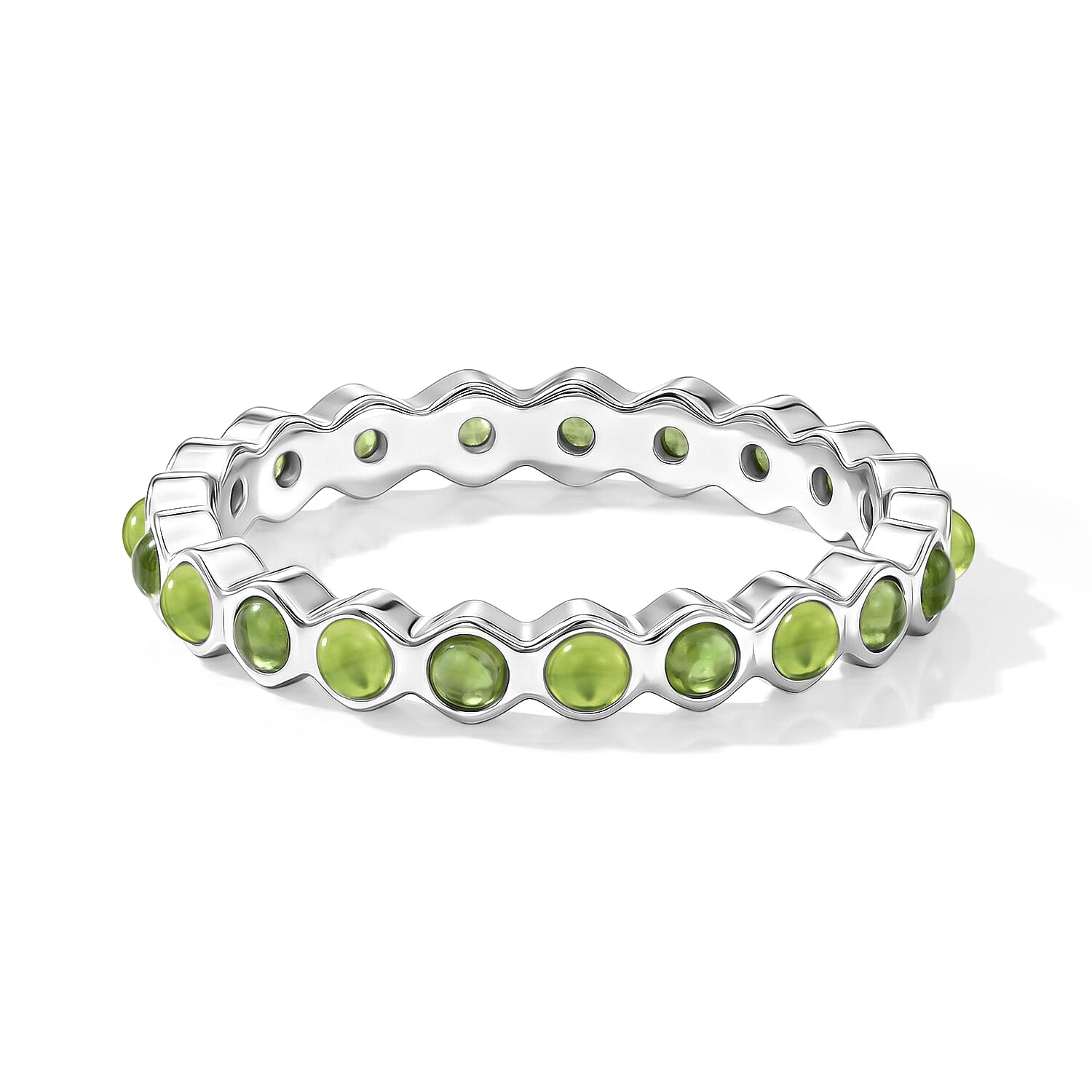 Hebei Peridot Eternity Ring in Sterling Silver (Size 7.0)