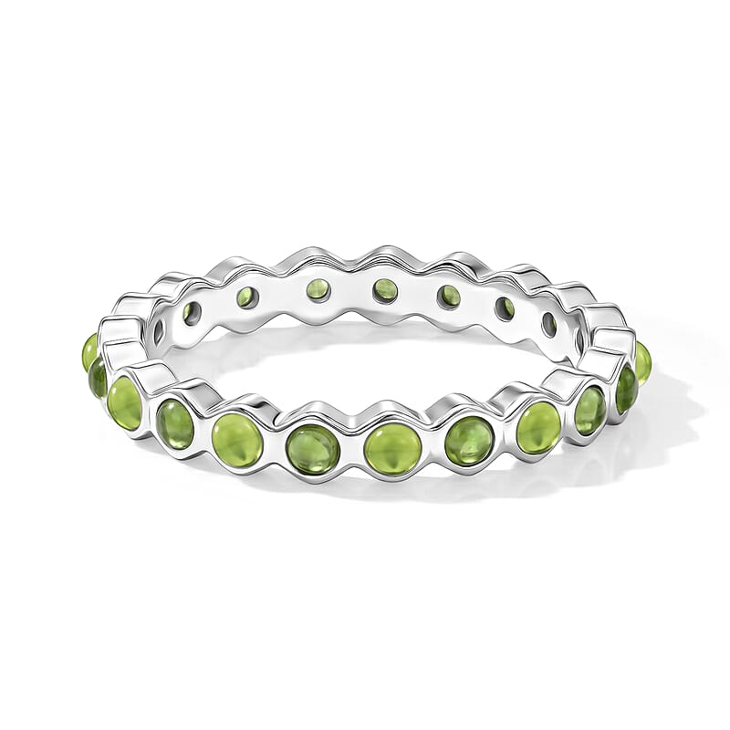 Hebei Peridot Eternity Ring in Sterling Silver (Size 7.0)