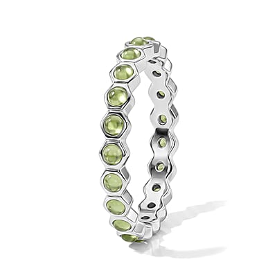 Hebei Peridot Eternity Ring in Sterling Silver (Size 7.0)