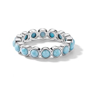 Larimar 0.60 ctw Eternity Ring in Sterling Silver (Size 8.0)