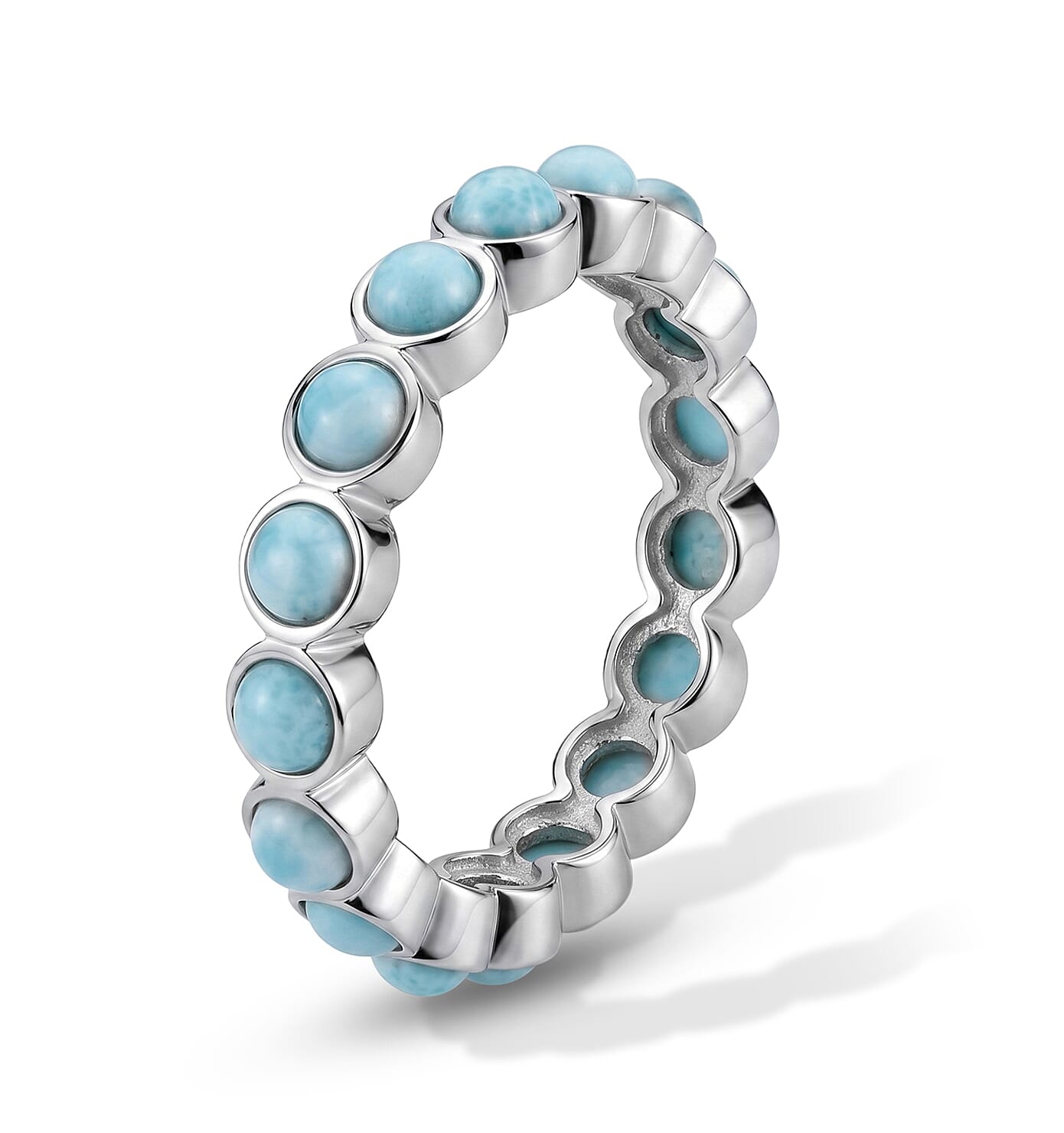 Larimar 0.60 ctw Eternity Ring in Sterling Silver (Size 8.0)