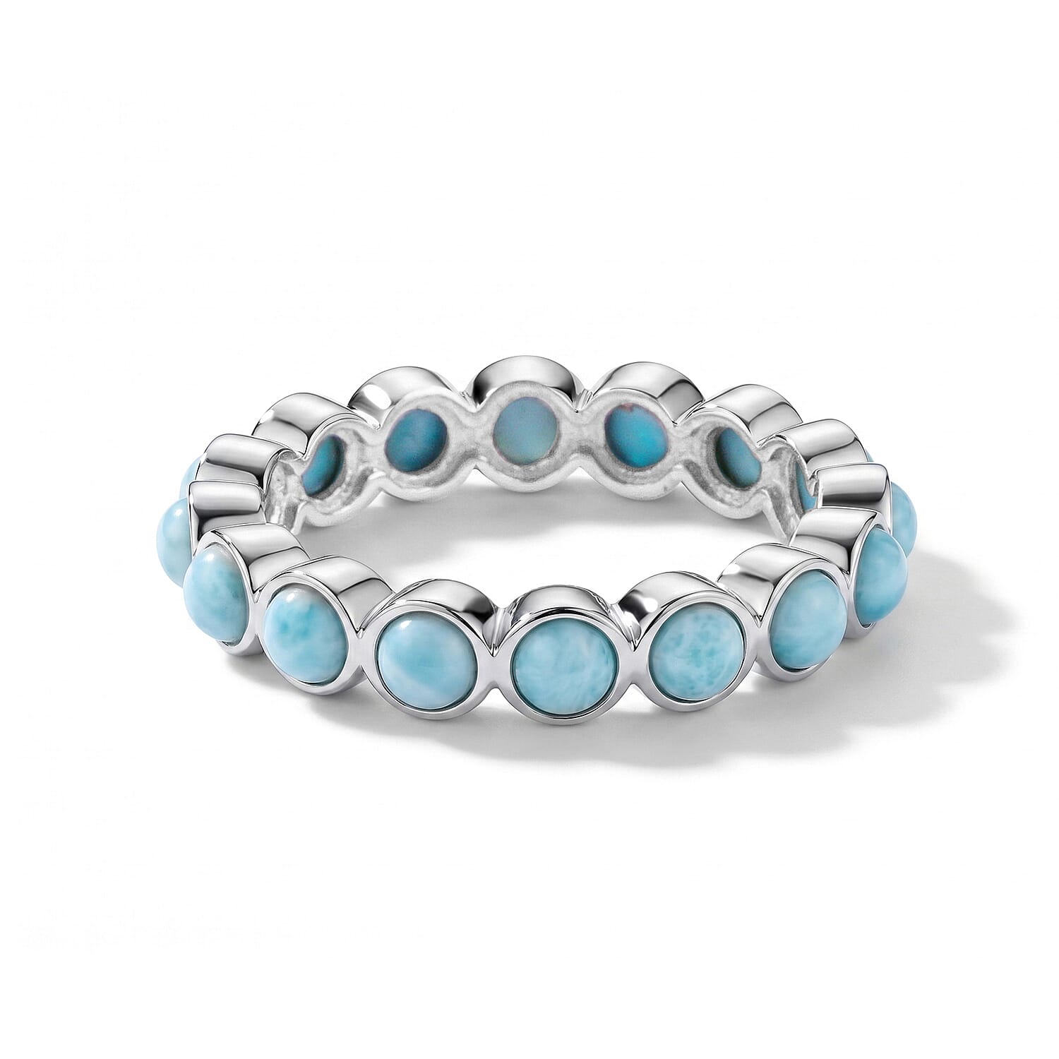 Larimar 0.60 ctw Eternity Ring in Sterling Silver (Size 8.0)