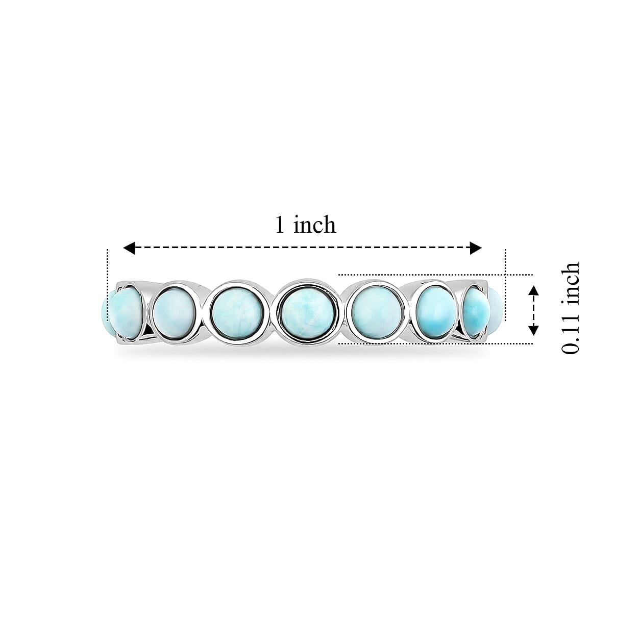 Larimar 0.60 ctw Eternity Ring in Sterling Silver (Size 8.0)