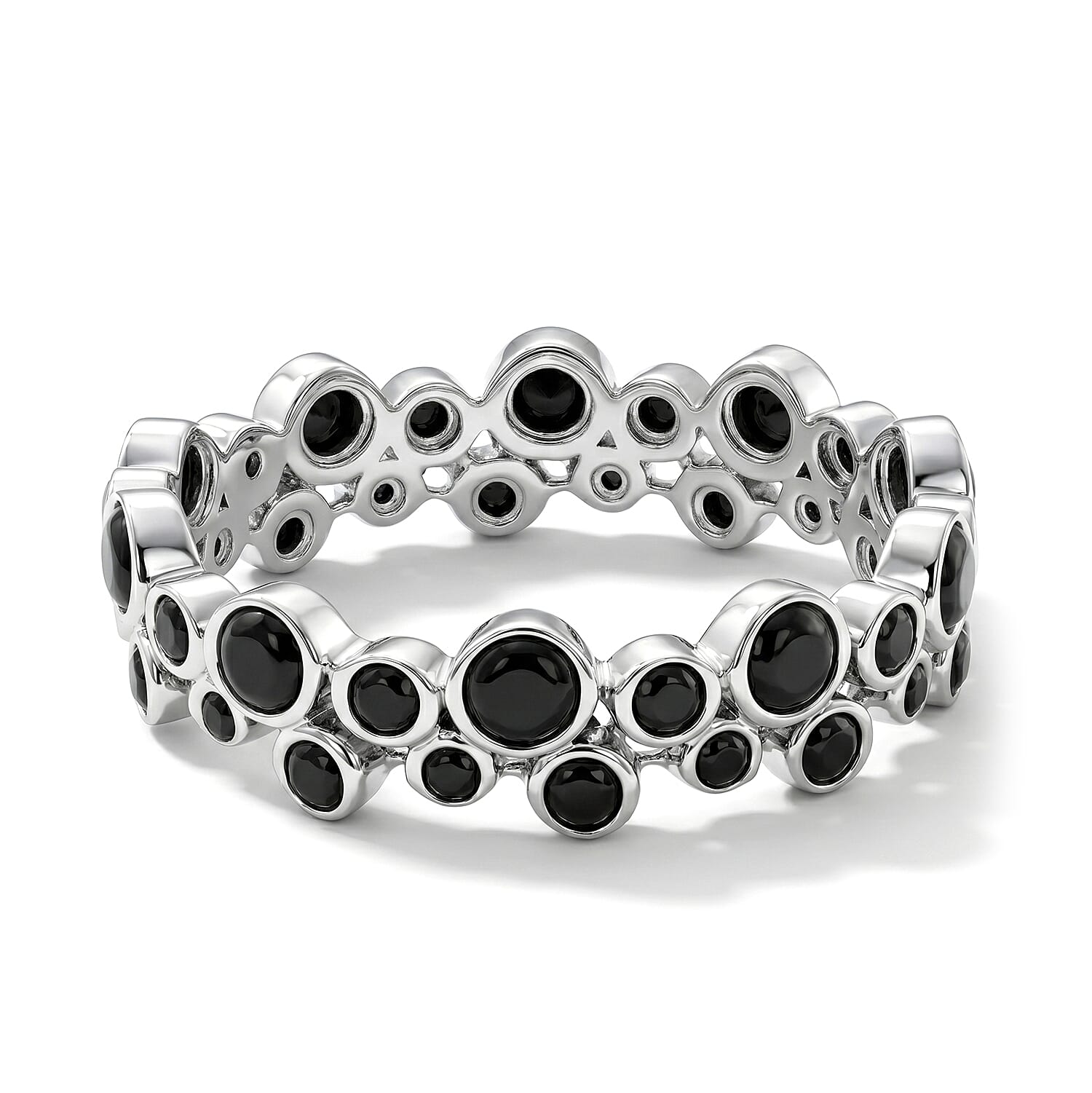 Black Onyx 1.10 ctw Eternity Ring in Sterling Silver (Size 7.0)
