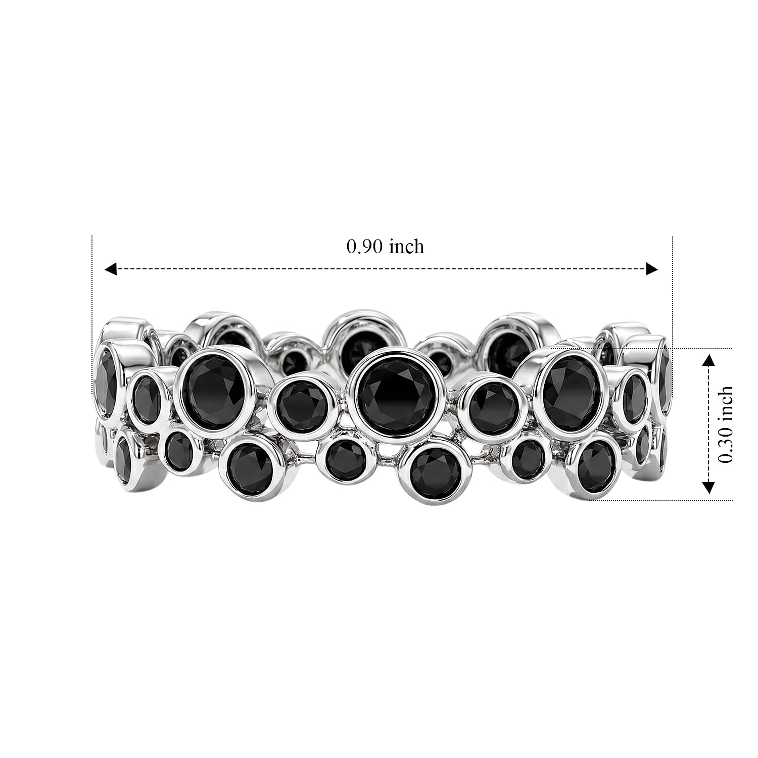 Black Onyx 1.10 ctw Eternity Ring in Sterling Silver (Size 7.0)
