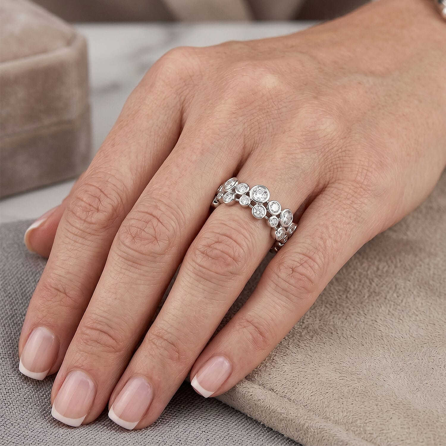 White Topaz 1.40 ctw Eternity Ring in Sterling Silver (Size 12.0)
