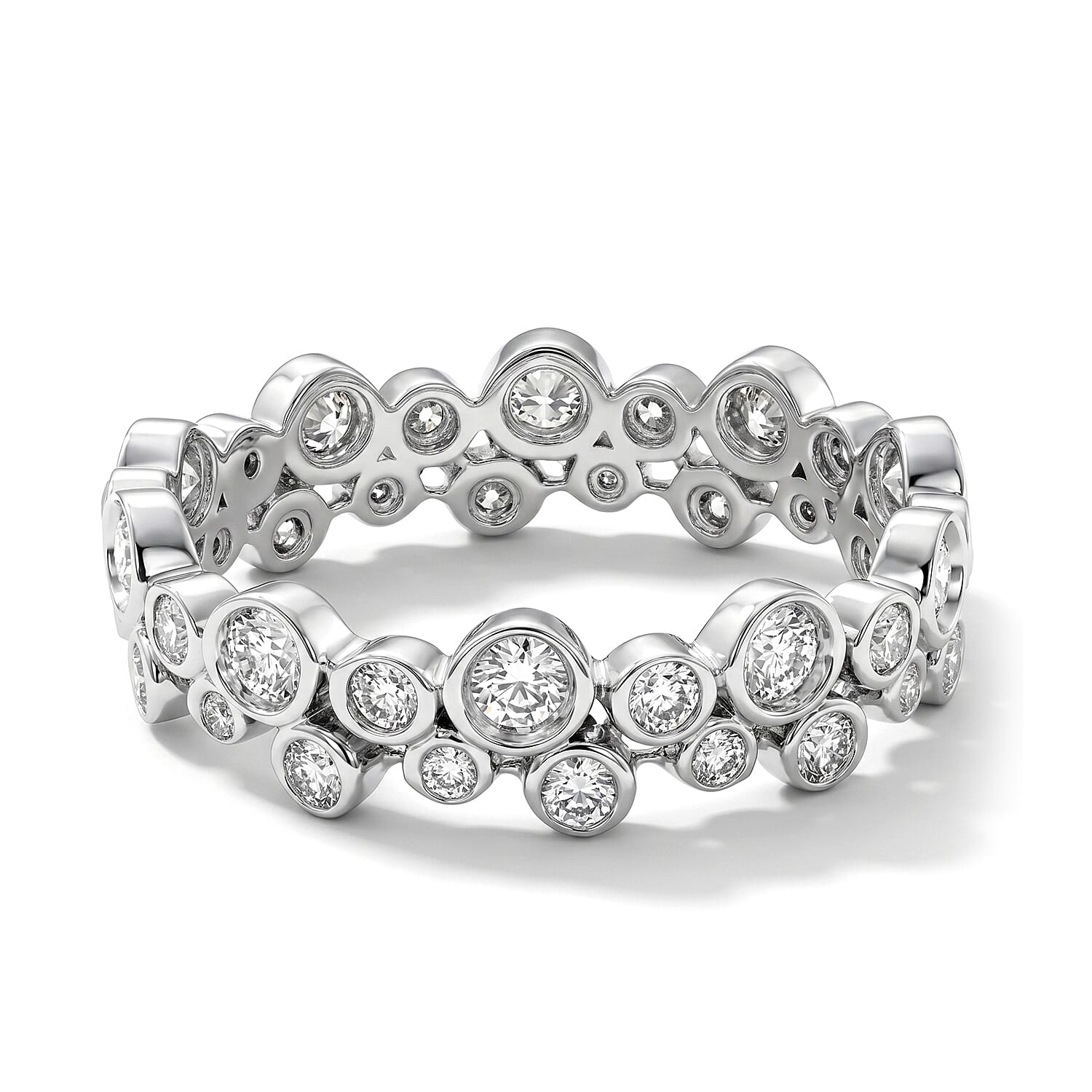 White Topaz 1.40 ctw Eternity Ring in Sterling Silver (Size 12.0)