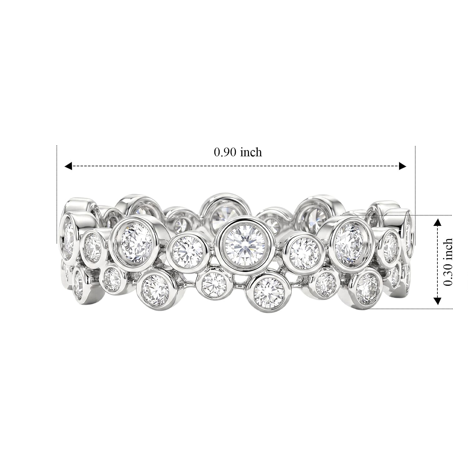 White Topaz 1.40 ctw Eternity Ring in Sterling Silver (Size 12.0)