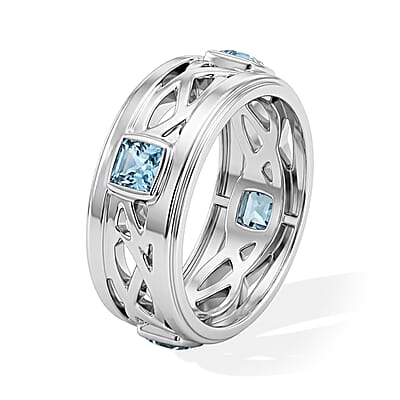 Blue Topaz 0.40 ctw Eternity Ring in Sterling Silver (Size 9.0)