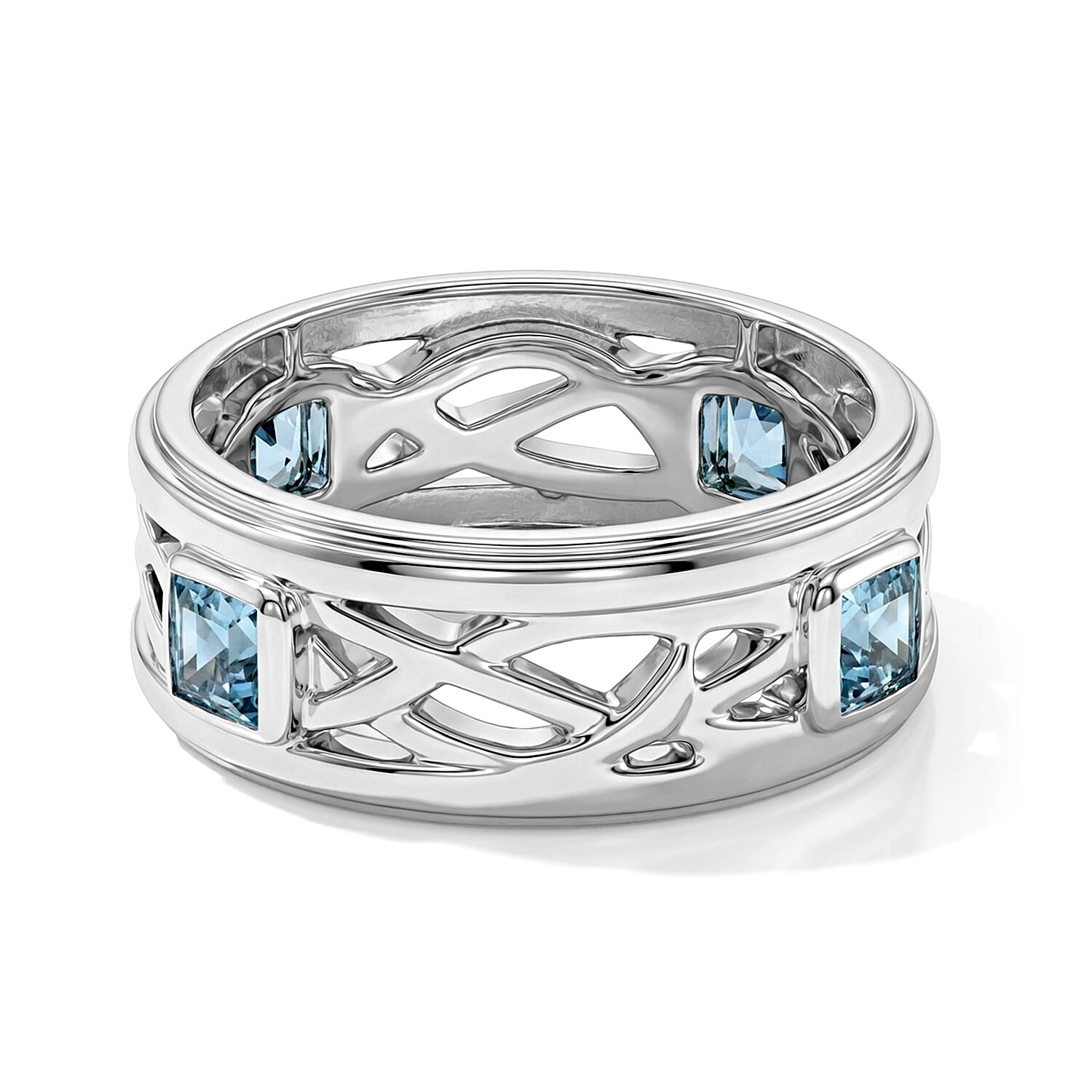Blue Topaz 0.40 ctw Eternity Ring in Sterling Silver (Size 9.0)