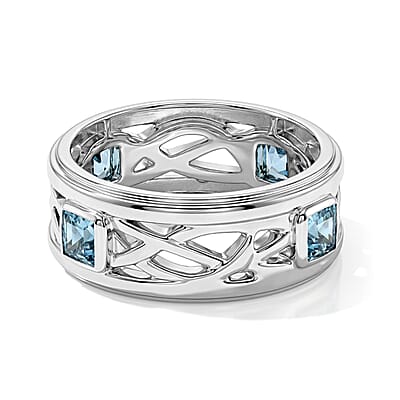 Blue Topaz 0.40 ctw Eternity Ring in Sterling Silver (Size 9.0)