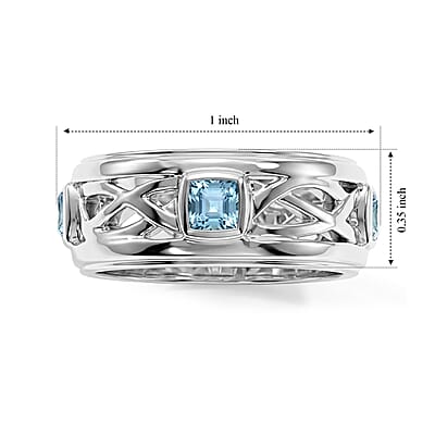 Blue Topaz 0.40 ctw Eternity Ring in Sterling Silver (Size 9.0)