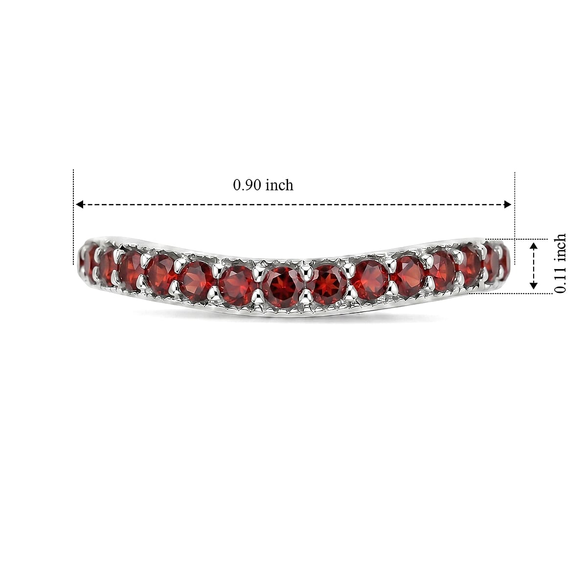 Red Quartz 0.35 ctw Ring in Sterling Silver (Size 7.0) image number 4