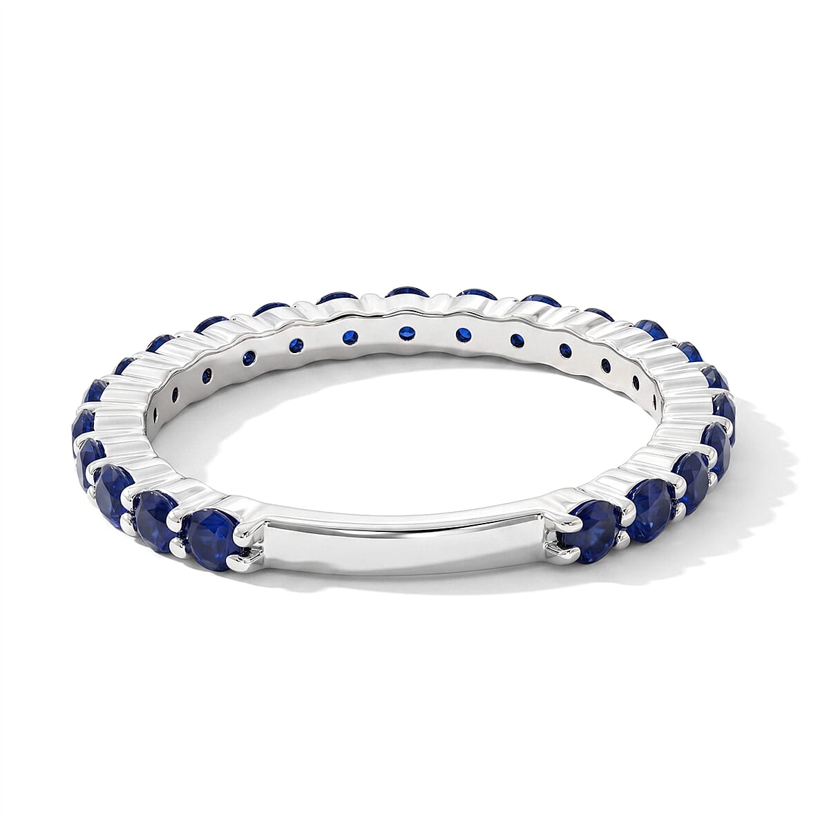 Blue Sapphire 0.55 ctw Ring in Sterling Silver (Size 8.0) image number 4