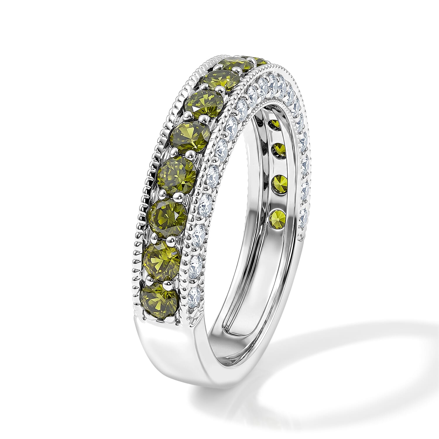 Yellow and White Topaz 0.70 ctw Ring in Sterling Silver (Size 4.5)