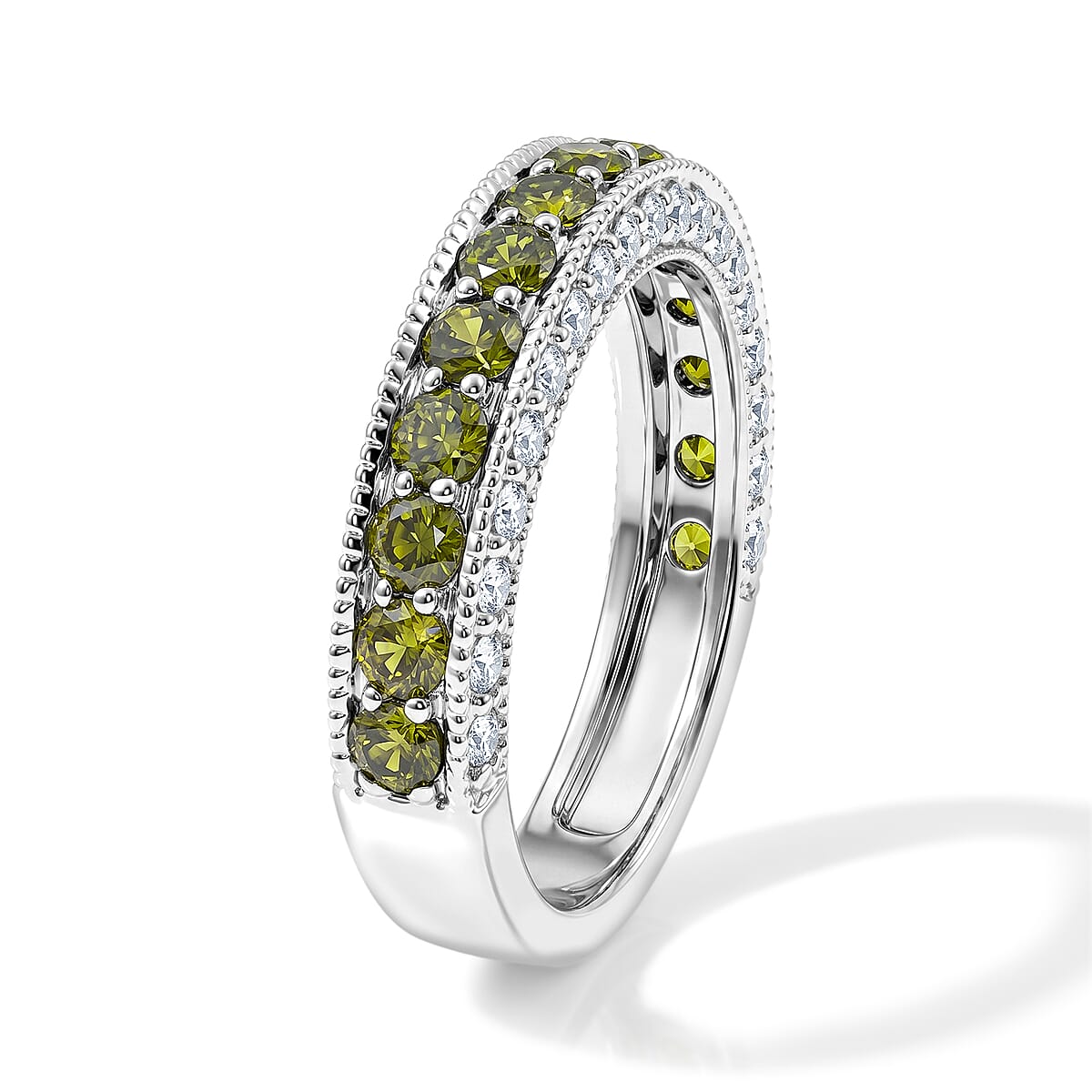 Yellow and White Topaz 0.70 ctw Ring in Sterling Silver (Size 4.5) image number 3