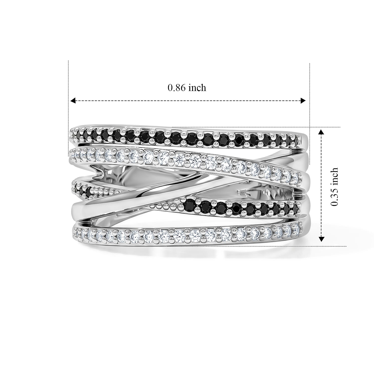 Black Onyx and Simulated Diamond 0.60 ctw Ring in Sterling Silver (Size 6.0)