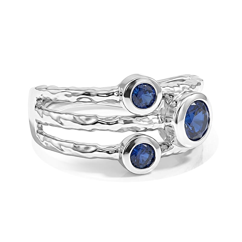 Blue Sapphire 0.15 ctw Ring in Sterling Silver (Size 7.0)