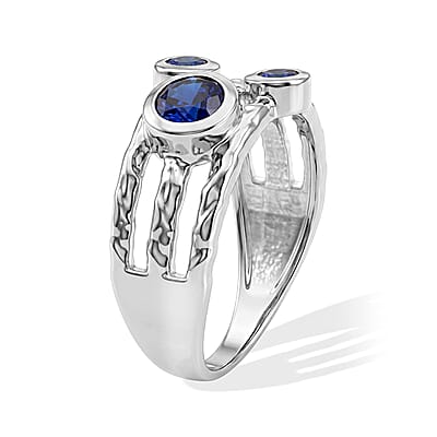 Blue Sapphire 0.15 ctw Ring in Sterling Silver (Size 7.0)
