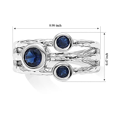 Blue Sapphire 0.15 ctw Ring in Sterling Silver (Size 7.0)