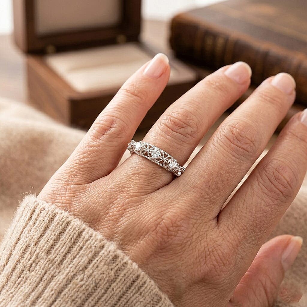 Simulated Diamond Ring in Sterling Silver (Size 7.0)