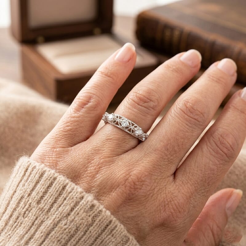 Simulated Diamond Ring in Sterling Silver (Size 7.0)