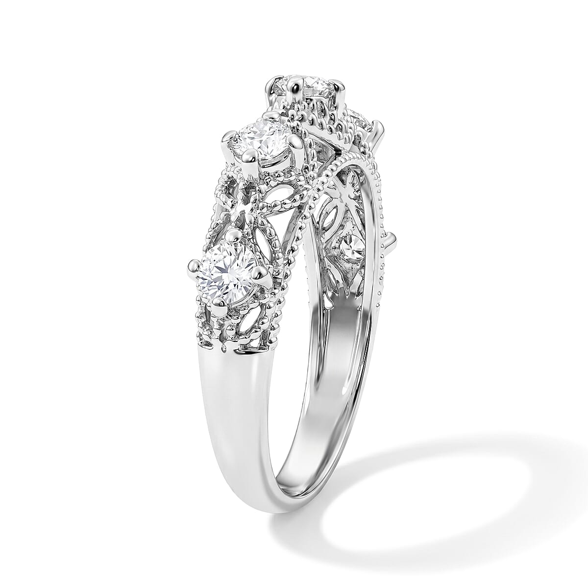 Simulated Diamond Ring in Sterling Silver (Size 7.0) image number 3