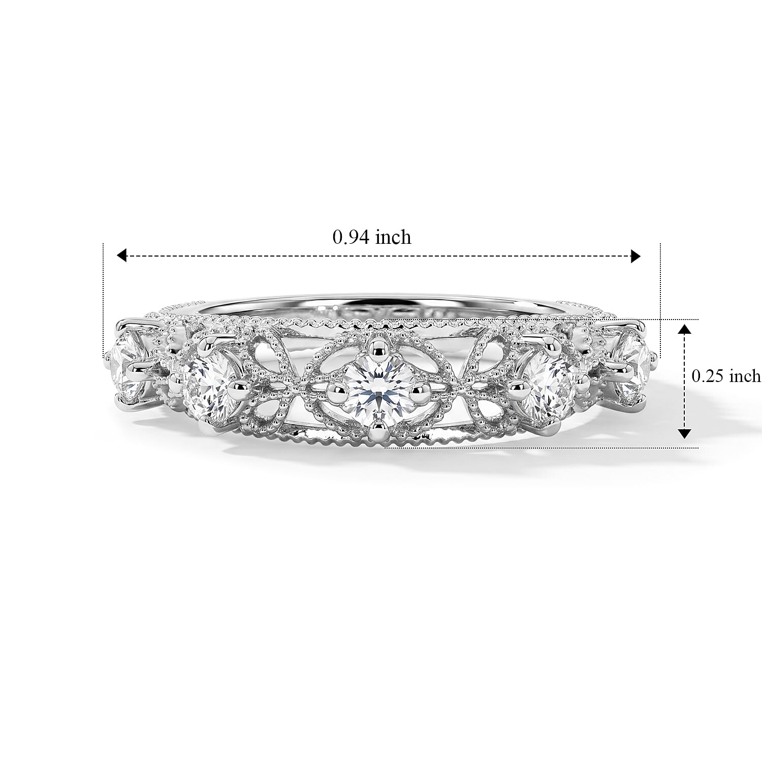 Simulated Diamond Ring in Sterling Silver (Size 7.0)