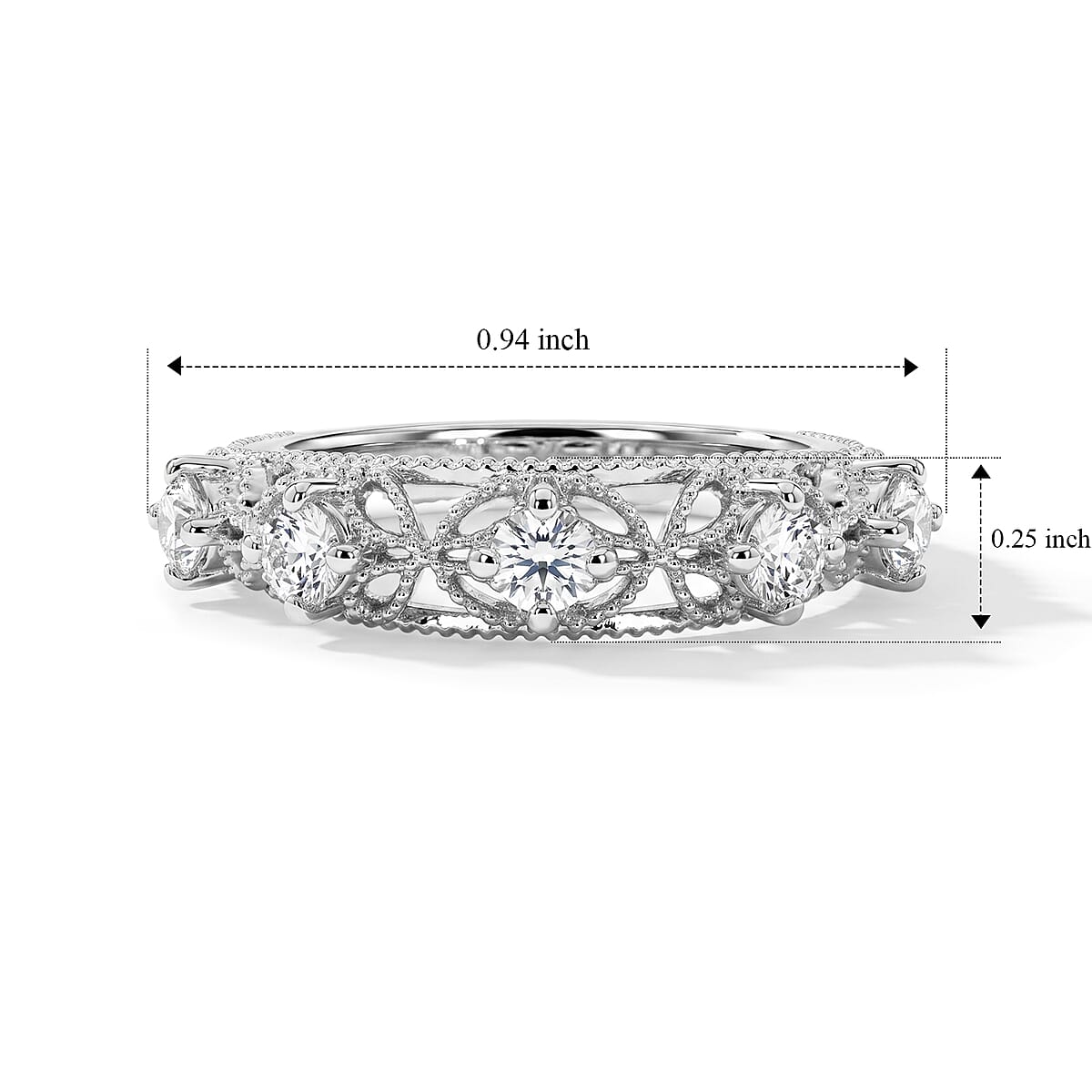 Simulated Diamond Ring in Sterling Silver (Size 7.0) image number 5