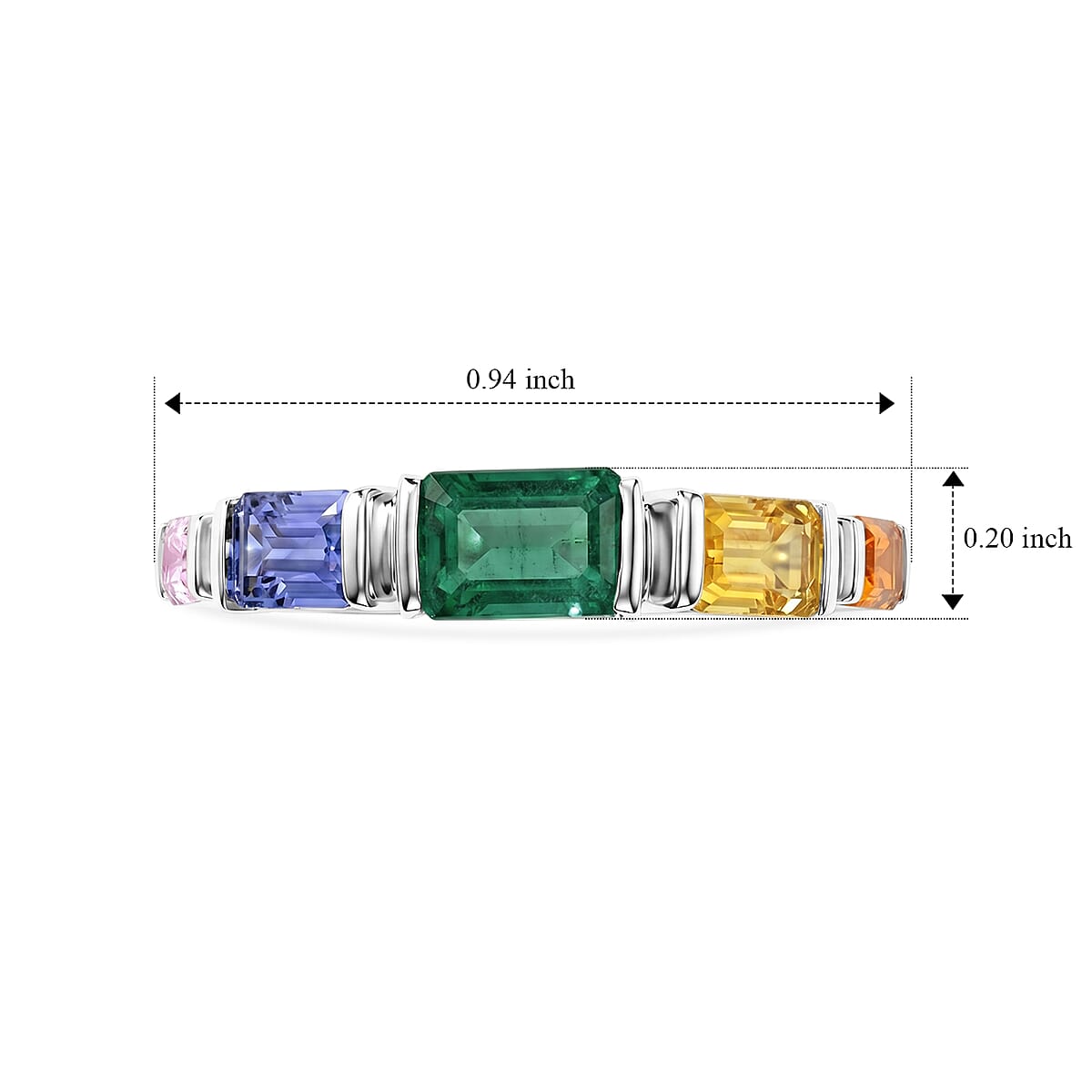 Multi Gemstone 2.90 ctw Ring in Sterling Silver (Size 8.0) image number 5