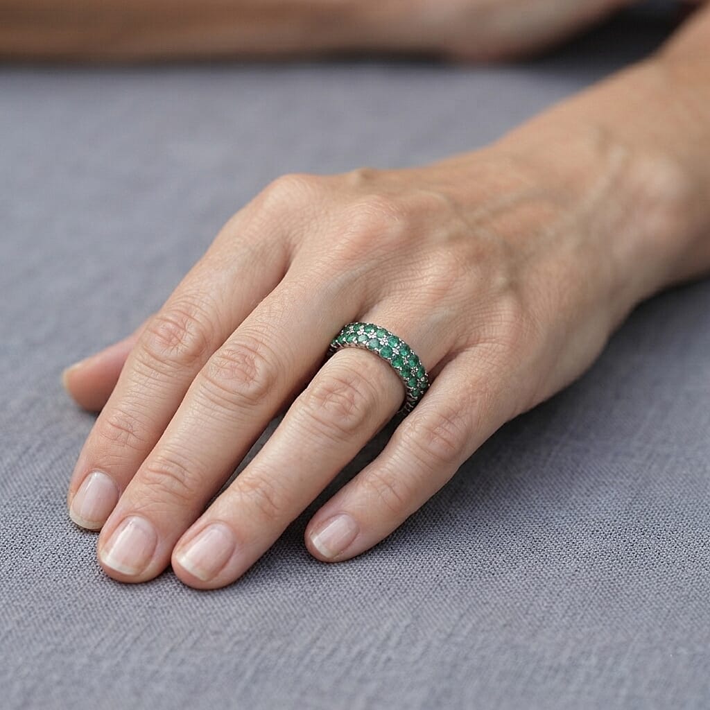 Kagem Zambian Emerald 0.25 ctw Ring in Sterling Silver (Size 8.0)