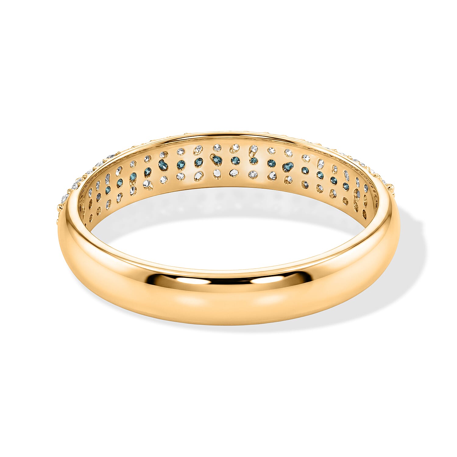 Blue Topaz and Simulated Diamond 0.55 ctw Ring in 14K Yellow Gold Over Sterling Silver (Size 7.0)