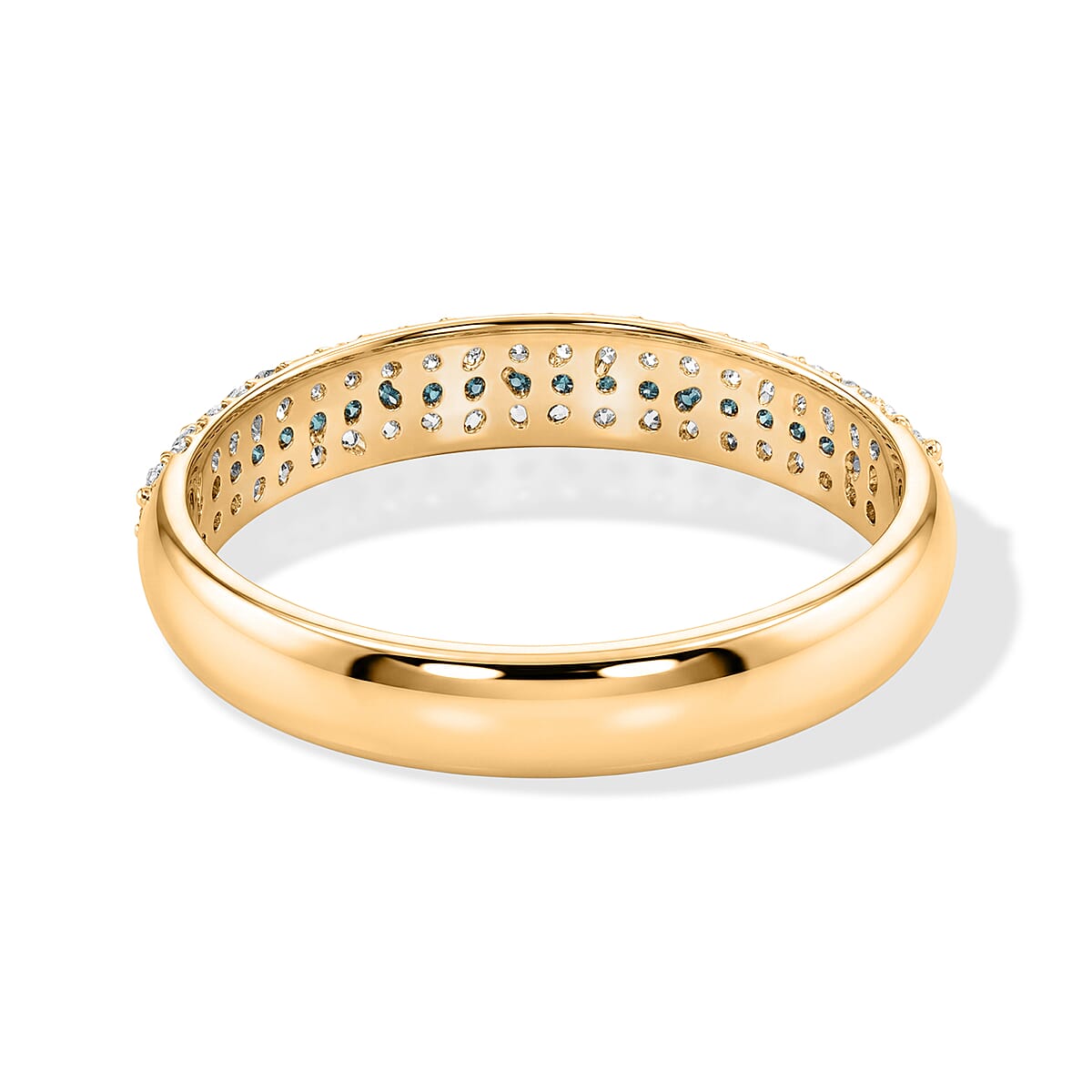 Blue Topaz and Simulated Diamond 0.55 ctw Ring in 14K Yellow Gold Over Sterling Silver (Size 7.0) image number 4