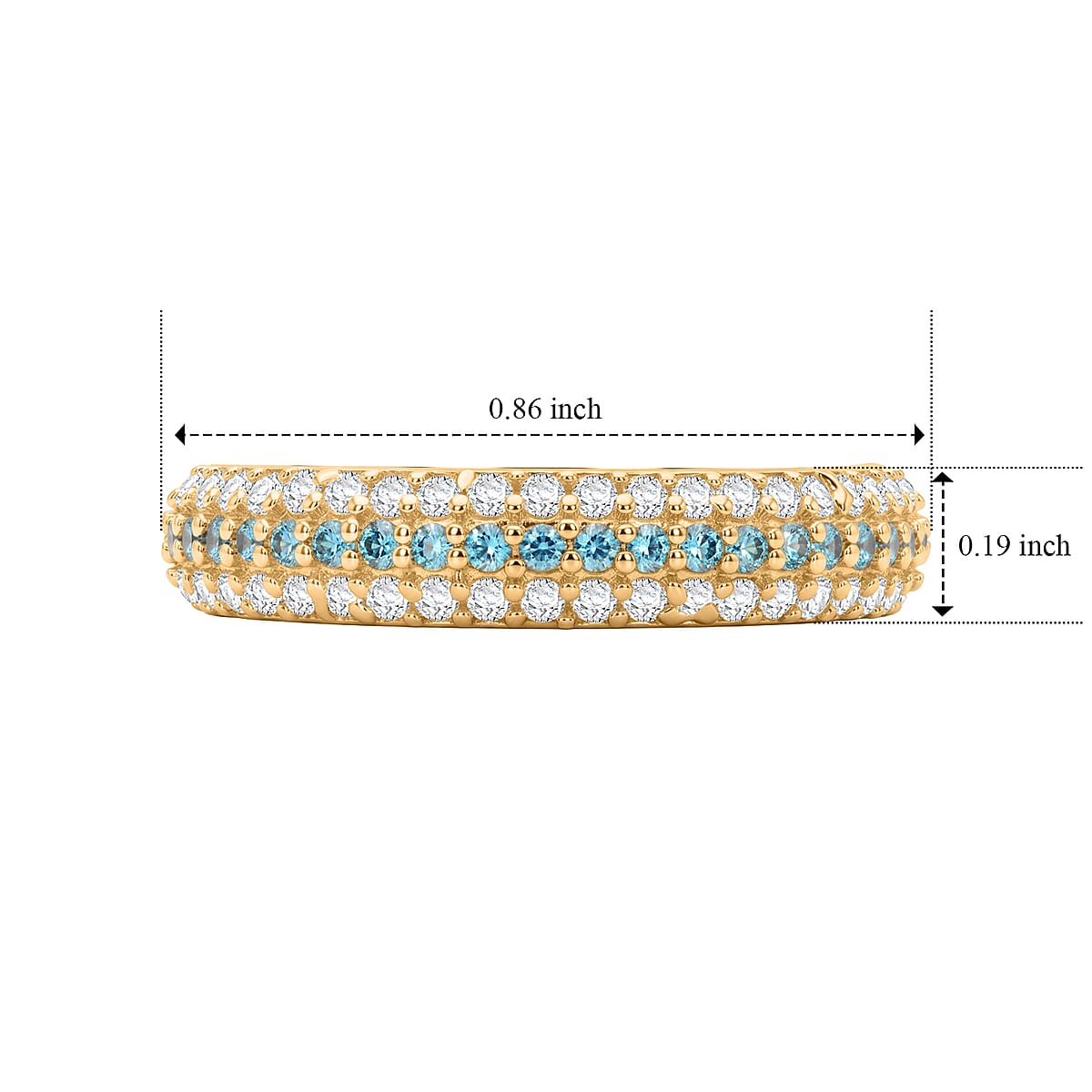 Blue Topaz and Simulated Diamond 0.55 ctw Ring in 14K Yellow Gold Over Sterling Silver (Size 7.0) image number 5