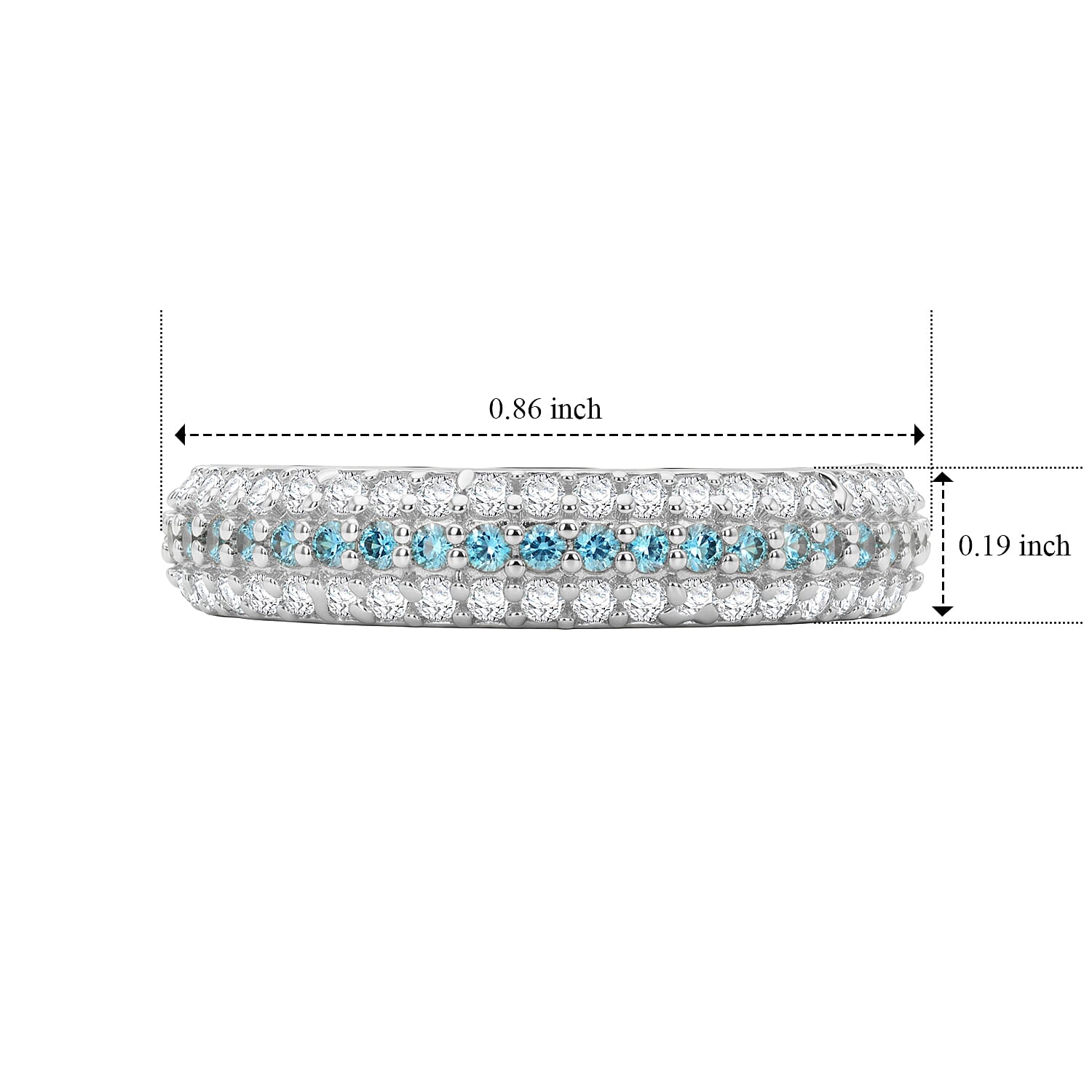 Blue Topaz and Simulated Diamond 0.55 ctw Ring in Sterling Silver (Size 8.0)