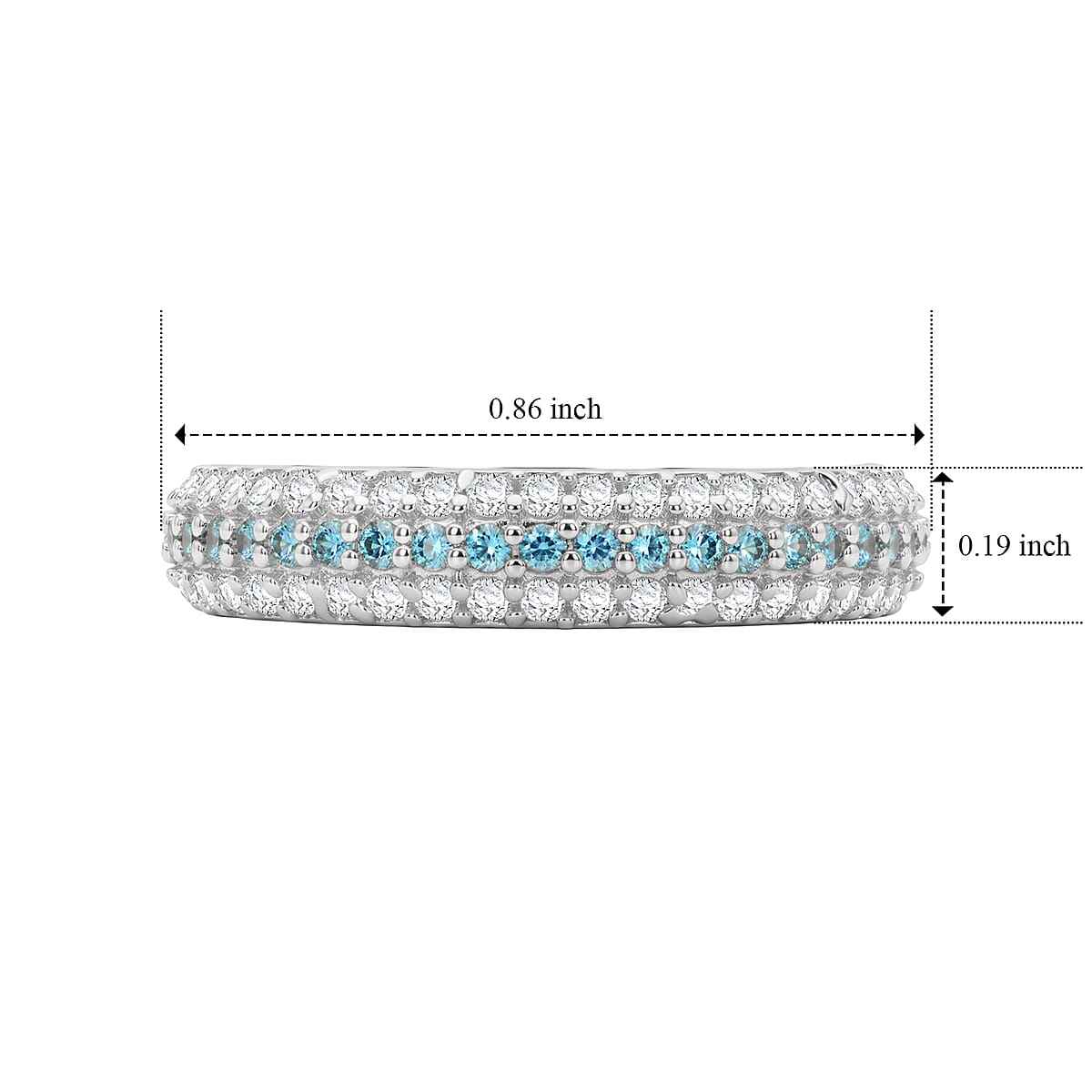 Blue Topaz and Simulated Diamond 0.55 ctw Ring in Sterling Silver (Size 8.0) image number 5