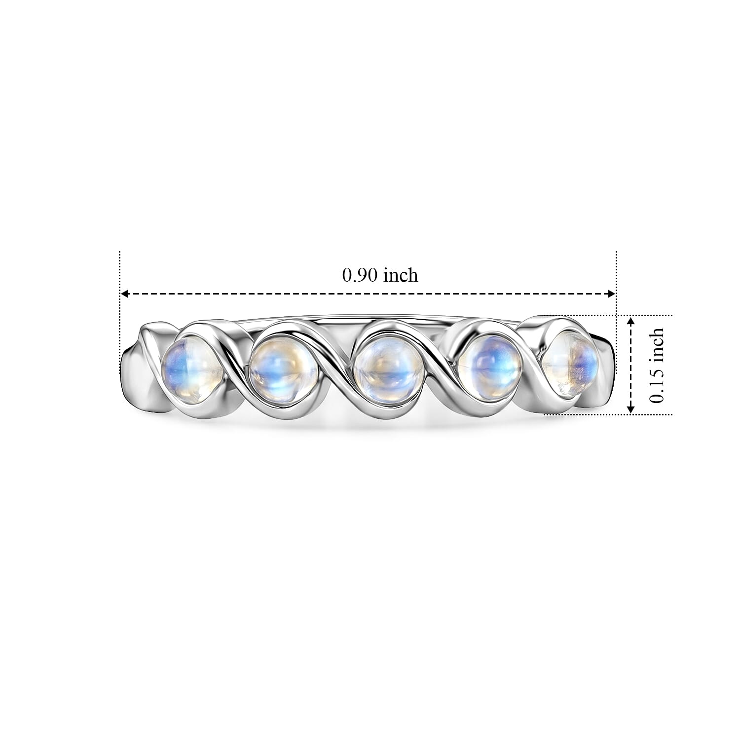White Moonstone 0.35 ctw Ring in Sterling Silver (Size 9.0)