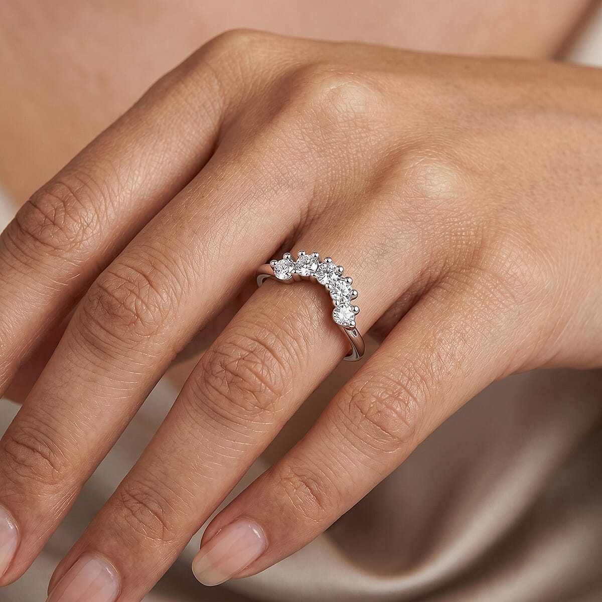 Simulated Diamond Ring in Sterling Silver (Size 5.0) image number 1