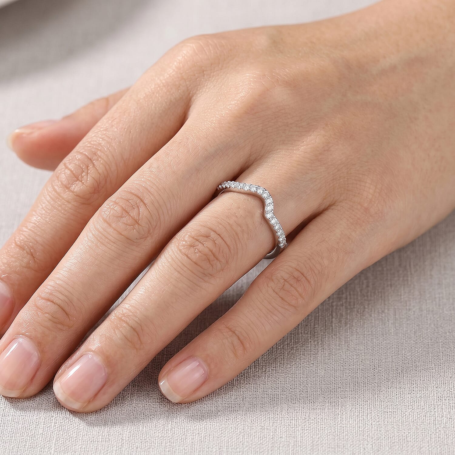 Simulated Diamond Ring in Sterling Silver (Size 7)