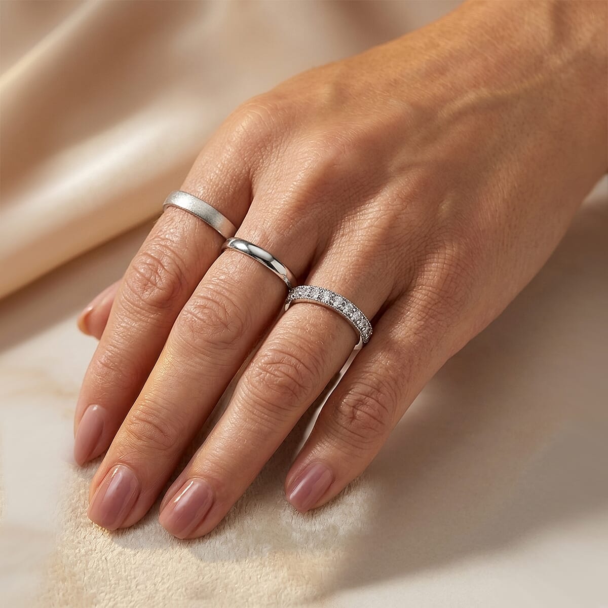 Simulated Diamond Ring in Sterling Silver (Size 9.0) image number 2