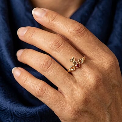 Mozambique Garnet Ring in 14K Yellow Gold Over Sterling Silver (Size 7.0)