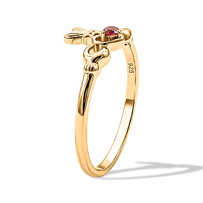 Mozambique Garnet Ring in 14K Yellow Gold Over Sterling Silver (Size 7.0)