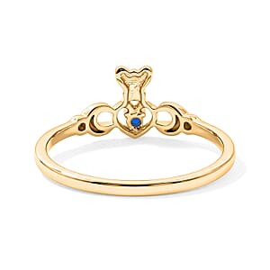 Blue Sapphire Ring in 14K Yellow Gold Over Sterling Silver (Size 7.0)