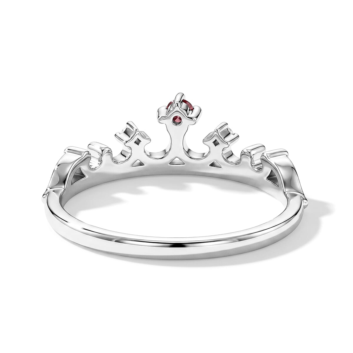 Mozambique Garnet and White Topaz 0.10 ctw Ring in Sterling Silver (Size 7.0) image number 4
