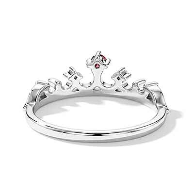 Mozambique Garnet and White Topaz 0.10 ctw Ring in Sterling Silver (Size 7.0)