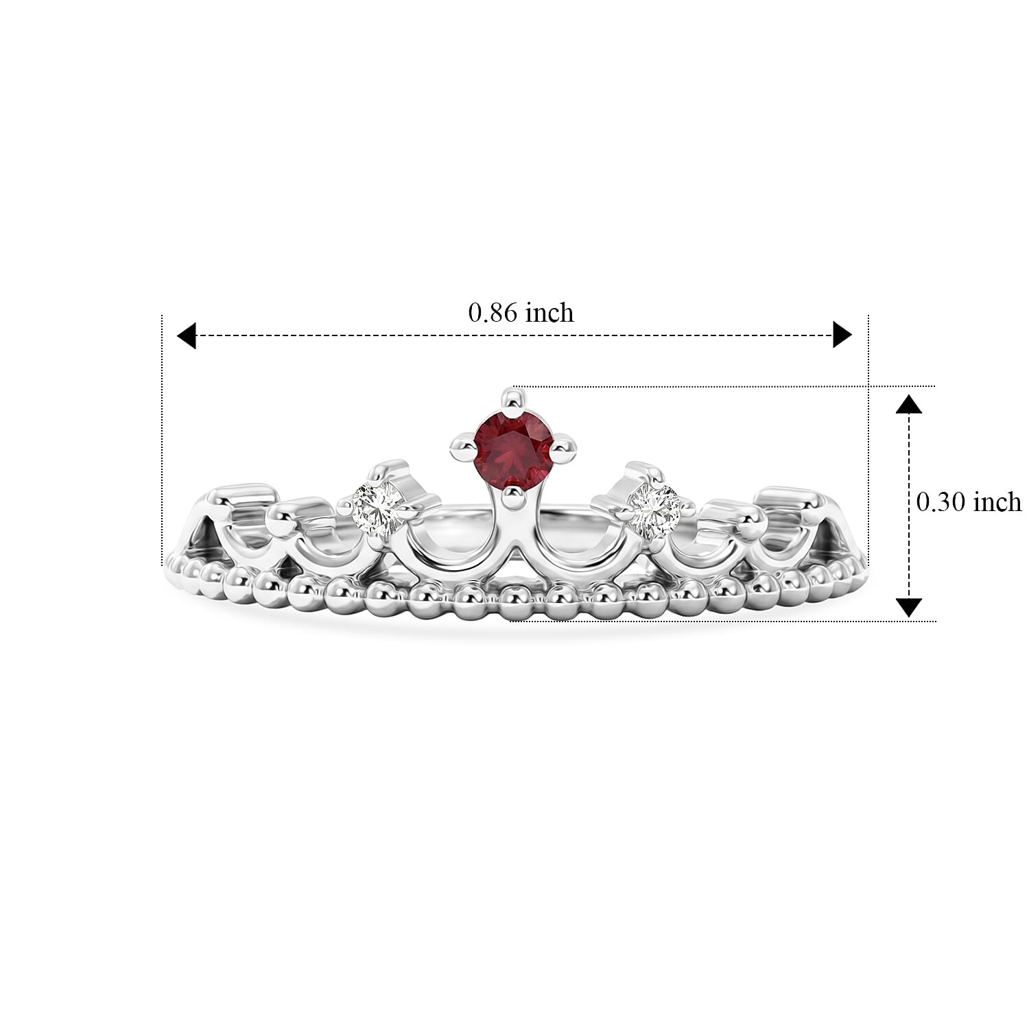 Mozambique Garnet and White Topaz 0.10 ctw Ring in Sterling Silver (Size 7.0)