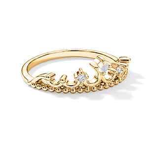 White Moonstone and White Topaz 0.10 ctw Ring in 14K Yellow Gold Over Sterling Silver (Size 7.0)